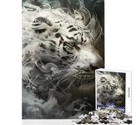 Puzzle per adolescenti 1000 pezzi Smoky Tiger Beast Giocattoli antistress Regali di compleanno Giochi rilassanti Difficili e stimolanti Dimensioni 38x52cm