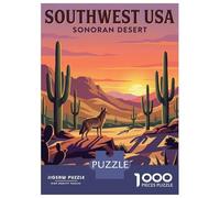 Puzzle Per Adolescenti 1000 Pezzi Southwest USA Sonoran Desert Coyote Puzzle Per Adulti Gioco Rompicapo Migliora La Memoria Aiuta Ad Allenare Il Cervello 52x38cm/1000pcs