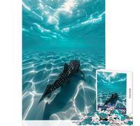 Puzzle per adolescenti 1000 pezzi Squalo balena Spiaggia Giocattolo educativo Regali di Babbo Natale segreto Gioco pratico Migliora l'amore tra coppie Dimensioni 38x52cm