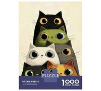 Puzzle Per Adolescenti 1000 Pezzi Stack of Cartoon Cats with Big Eyes Puzzle Per Adulti Gioco Pratico Decorazione Per La Casa Divertimento in Casa Attività, 52x38cm/1000pcs