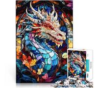 puzzle per adolescenti 1000 pezzi Stained Glass Dragon pädagogische Herausforderung Lernspiel für Geburtstag, Weihnachten75x50cm