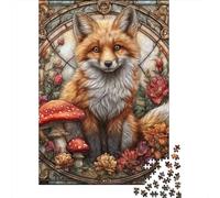 Puzzle Per Adolescenti 1000 Pezzi Stained Glass Fox Artwork-2 Puzzle Per Adulti Gioco Rompicapo Decorazione Da Parete Regalo Antistress 70x50cm/1000pcs