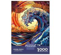 Puzzle Per Adolescenti 1000 Pezzi Stained Glass Ocean Wave Puzzle Per Adulti Gioco Rompicapo Decorazione Per La Casa Aiuta Ad Allenare Il Cervello 38x26cm/1000pcs