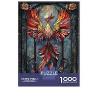 Puzzle Per Adolescenti 1000 Pezzi Stained Glass Phoenix Puzzle Fai Da Te Giocattoli Staycation Passatempo Regali Unici Di Compleanno E Natale 52x38cm/1000pcs
