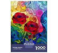 Puzzle Per Adolescenti 1000 Pezzi Stained Glass Rose Art Print Puzzle Per Adolescenti Giochi Rilassanti Regali Per Donne Per Compleanno, Natale 52x38cm/1000pcs