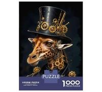 Puzzle Per Adolescenti 1000 Pezzi Steampunk Giraffe Art Print Puzzle Per Adulti Gioco Pratico Difficile Divertente Attività A Casa, 38x26cm/1000pcs