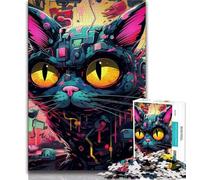 Puzzle per adolescenti 1000 pezzi Techno Cat Teenager Jigsaw, giochi educativi, decorazione per la casa, regalo di compleanno, regali, arte murale (dimensioni 38x26cm)