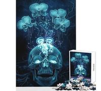 Puzzle per adolescenti 1000 pezzi Teschio con orchidee e meduse Giocattolo educativo Regali di Babbo Natale segreto Gioco pratico Migliora l'amore tra coppie Dimensioni 38x52cm