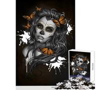 Puzzle per adolescenti 1000 pezzi Teschio di zucchero Ragazza Farfalla Giocattolo Decorazione da parete Regali di Babbo Natale segreto Gioco impossibile Migliora l'amore tra coppie Dimensioni 38x26cm