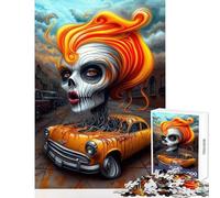 Puzzle per adolescenti 1000 pezzi Teschio Donna e macchina︰ L'anima della macchina Giocattolo Decorazione da parete Regalo Compleanno Giochi educativi Allena il tuo cervello e le tue mani 50x75cm