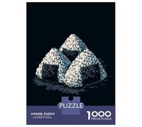 Puzzle Per Adolescenti 1000 Pezzi Three Onigiri Illustration on Dark Background Puzzle Per Adulti Giochi Per Famiglie Vacanza in Casa Passatempo Per Compleanno, Natale 52x38cm/1000pcs