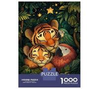 Puzzle Per Adolescenti 1000 Pezzi Tiger Cubs And Parrots Puzzle Per Adulti Gioco Per Famiglie Vacanza A Casa Ammazzare Il Tempo Offerta Come Regalo Per Tutta La Famiglia 52x38cm/1000pcs