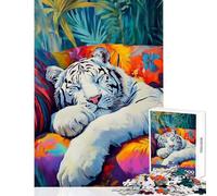 Puzzle per adolescenti 1000 pezzi Tigre bianca addormentata Decorazione per la casa Giocattoli Regalo di compleanno Giochi rilassanti Collezione di artisti Belle arti Dimensioni 38x52cm