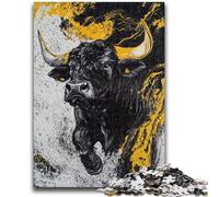 Puzzle per adolescenti 1000 pezzi Toro nero e oro per età 14 anni e oltre Bellissimo gioco di design Bellissimo gioco di design Ottimo regalo 50x75cm