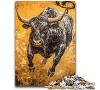 Puzzle per adolescenti 1000 pezzi Toro nero e oro per gioco educativo sfida giocattolo ideale come regalo per tutta la famiglia 26x38cm