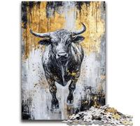 Puzzle per adolescenti 1000 pezzi Toro nero oro gioco educativo sfida giocattolo decorazione da parete regali unici di compleanno e Natale 26x38cm