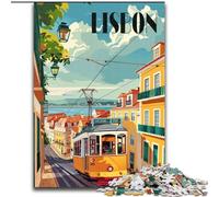 Puzzle per adolescenti 1000 pezzi Tram di Lisbona, giocattoli educativi ideali come regalo per tutta la famiglia dai 14 anni in su, 26x38cm