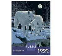 Puzzle Per Adolescenti 1000 Pezzi Two White Wolves Under Moonlight Puzzle Per Adulti Giochi Rilassanti Regalo Di Compleanno Divertimento A Casa Attività, 70x50cm/1000pcs