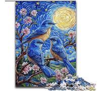 Puzzle per adolescenti 1000 pezzi Uccellino azzurro sull'albero, allena il tuo cervello e le tue mani, regali di compleanno unici per bambini dai 14 anni in su dimensioni 50x75cm