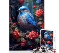 Puzzle per adolescenti 1000 pezzi Uccello blu Rosa rossa Decorazione per la casa Giocattoli Regalo di compleanno Giochi rilassanti Interessanti Riduzione dello stress Dimensioni 50x75cm