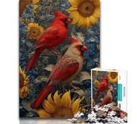 Puzzle per adolescenti 1000 pezzi Uccello rosso Girasole, aiuta il cervello ad esercitare giocattoli avvincenti per coltivare la pazienza Decorazione perfetta 38x26cm