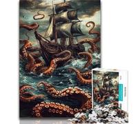 Puzzle per adolescenti 1000 pezzi Una nave impigliata nei tentacoli Puzzle per adulti,giochi di attività stimolanti per la famiglia Giocattolo fai da te per regali di decorazione da parete per la casa