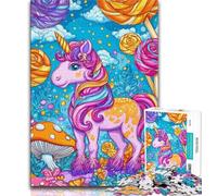 Puzzle per adolescenti 1000 pezzi Unicorno rosa Puzzle per adolescenti, antistress Sfida difficile Regali di Babbo Natale segreto (dimensioni 75x50cm)