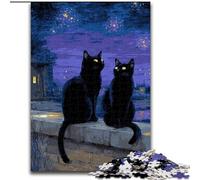 Puzzle per adolescenti 1000 pezzi Van Gogh Cielo notturno Gatto nero, giocattolo educativo intellettuale decomprimente, ideale come regalo per tutta la famiglia (dimensioni 50x75cm)