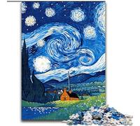 Puzzle per adolescenti 1000 pezzi Van Gogh Night Sky, gioco per famiglie antistress, sfida difficile, rafforza l'amore tra coppie (dimensioni 50x75cm)