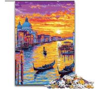 Puzzle per adolescenti 1000 pezzi Venezia dipinto a olio, gioco intellettuale giocattolo che rafforza l'amore tra coppie per età 14+ 26x38cm