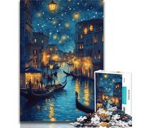 Puzzle per adolescenti 1000 pezzi Venezia sotto il cielo notturno, antistress, per ammazzare il tempo, lista dei desideri con Babbo Natale (75x50cm)
