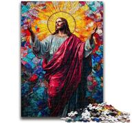 Puzzle per adolescenti 1000 pezzi Vetrate Gesù Gioco per famiglie Antistress Sfida difficile Adatto per coppie 26x38cm