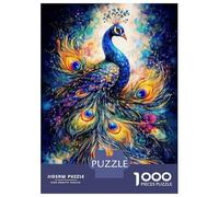 Puzzle Per Adolescenti 1000 Pezzi Vibrant Watercolor Peacock Puzzle Per Adulti Gioco Pratico Difficile Divertente Attività A Casa, 52x38cm/1000pcs