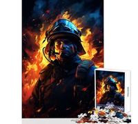 Puzzle per adolescenti 1000 pezzi Vigile del fuoco Fiamma Giocattolo educativo Regalo per compleanni Giochi educativi con poster abbinato e foglio di quiz Dimensioni 38x26cm