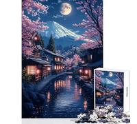 Puzzle per adolescenti 1000 pezzi Villaggio giapponese notturno Giocattoli antistress Regalo di compleanno Gioco educativo Difficile da completare Dimensioni 38x26cm