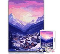 Puzzle per adolescenti 1000 pezzi Villaggio innevato europeo Bellissimo gioco di design per il divertimento in famiglia Giocattoli antistress Dimensioni 50x75cm