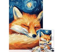 Puzzle per adolescenti 1000 pezzi Volpe addormentata Notte stellata Giocattolo educativo Regalo per compleanni Gioco per famiglie Lista dei desideri con Babbo Natale Dimensioni 50x75cm