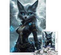Puzzle per adolescenti 1000 pezzi Volpe guerriera mistica con occhi luminosi Giocattolo Decorazione da parete Idee regalo Gioco rompicapo Migliora l'amore tra coppie Dimensioni 38x52cm