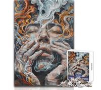 Puzzle per adolescenti 1000 pezzi Volto astratto nel fumo Giocattoli Giochi educativi Sfida difficile Regali di Babbo Natale segreto Dimensioni 50x75cm