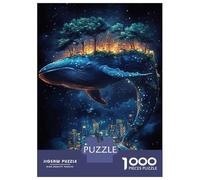 Puzzle Per Adolescenti 1000 Pezzi Whale Cityscape Starry Night Puzzle Per Adulti Gioco Pratico Decorazione Per La Casa Divertimento in Casa Attività, 52x38cm/1000pcs