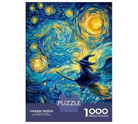 Puzzle Per Adolescenti 1000 Pezzi Whimsical Witch Flight in Starry Night Puzzle Per Adulti Gioco Per Famiglie Vacanza A Casa Ammazzare Il Tempo Offerta Come Regalo Per Tutta La Famiglia 38x26cm/1000pc