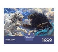 Puzzle Per Adolescenti 1000 Pezzi White Tiger Vs Black Panther Battle Puzzle Per Adulti Giochi Rilassanti Decorazione Per La Casa Interazione Genitore-figlio 38x26cm/1000pcs