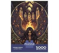 Puzzle Per Adolescenti 1000 Pezzi Winged Fallen Angel in Burning Cathedral Puzzle Per Adulti Giochi Per Famiglie Vacanza in Casa Passatempo Per Compleanno, Natale 38x26cm/1000pcs
