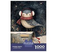 Puzzle Per Adolescenti 1000 Pezzi Winter Bird on Mailbox Illustration Puzzle Per Adulti Giocattoli Antistress Quadri Da Parete Regali Unici Per Compleanno E Natale 52x38cm/1000pcs