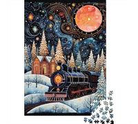Puzzle Per Adolescenti 1000 Pezzi Winter Night Train Puzzle Per Adulti Gioco Per Famiglie Vacanza A Casa Ammazzare Il Tempo Offerta Come Regalo Per Tutta La Famiglia 38x26cm/1000pcs