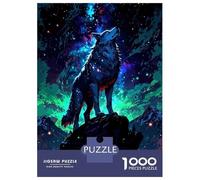 Puzzle Per Adolescenti 1000 Pezzi Wolf Howling at Starry Night Sky Puzzle Per Adulti Gioco Rompicapo Decorazione Per La Casa Aiuta Ad Allenare Il Cervello 52x38cm/1000pcs