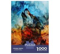 Puzzle Per Adolescenti 1000 Pezzi Wolf Howling at The Moon Wall Art Print Puzzle Per Adulti Gioco Pratico Decorazione Perfetta Compleanni E Regali 38x26cm/1000pcs
