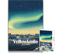 Puzzle per adolescenti 1000 pezzi Yellowknife Canada Aurora boreale Scena notturna Divertimento in famiglia e serata di giochi Analisi e logica Idee regalo Dimensioni 50x75cm