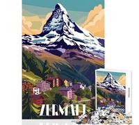 Puzzle per adolescenti 1000 pezzi Zermatt Mountain Village Giocattolo educativo Regali di Babbo Natale segreto Gioco pratico Migliora l'amore tra coppie Dimensioni 38x26cm