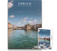 Puzzle per adolescenti 1000 pezzi Zurigo Gioco impossibile Attività per famiglie Regali di Babbo Natale segreto Dimensioni 38x26cm